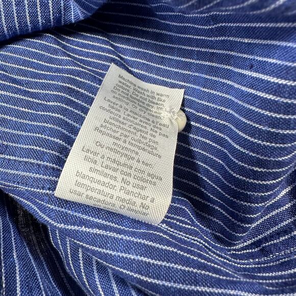 Jack Victor NWT Blue White Striped Thornhill Linen Cotton Dress Shirt Size 2XL - Picture 8 of 10